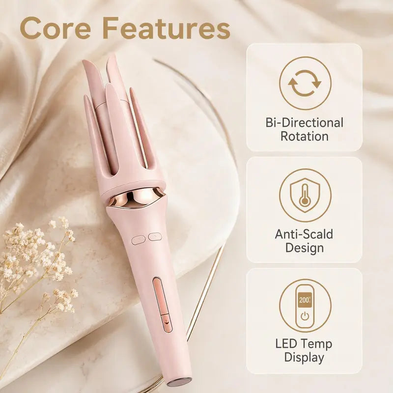 Fully Automatic Rotating Curling Iron - Anti-Scalding Safety Design, Adjustable Temperature, Suitable for Different Hair Types, Easily Creates Various Hairstyles, Maximum Temperature 200 Degrees Celsius, Freely Rotating End, Curling Tool.