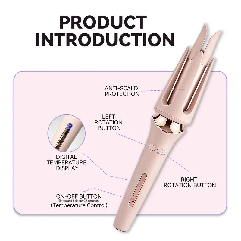 Fully Automatic Rotating Curling Iron - Anti-Scalding Safety Design, Adjustable Temperature, Suitable for Different Hair Types, Easily Creates Various Hairstyles, Maximum Temperature 200 Degrees Celsius, Freely Rotating End, Curling Tool.